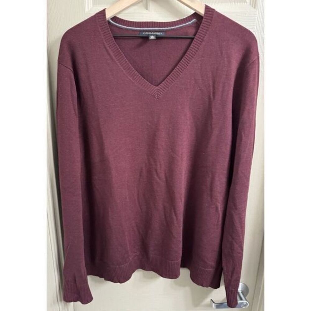 Banana Republic Men's Size XL Extra Fine‎ Maroon Merino Wool Pullover Sweater